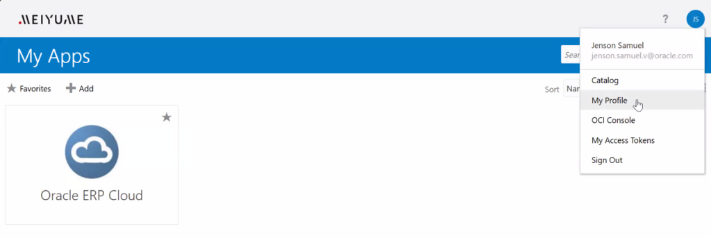 Meiyume Supplier Portal Oracle Profile